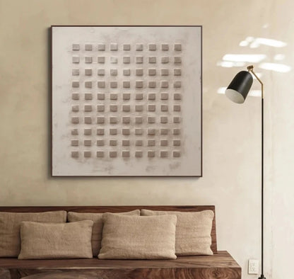 Office Living Hotel Room Home Wall Art Decor Beige Texture Wabi Sabi Large Pure Beige Minimalist Painting on Canvas