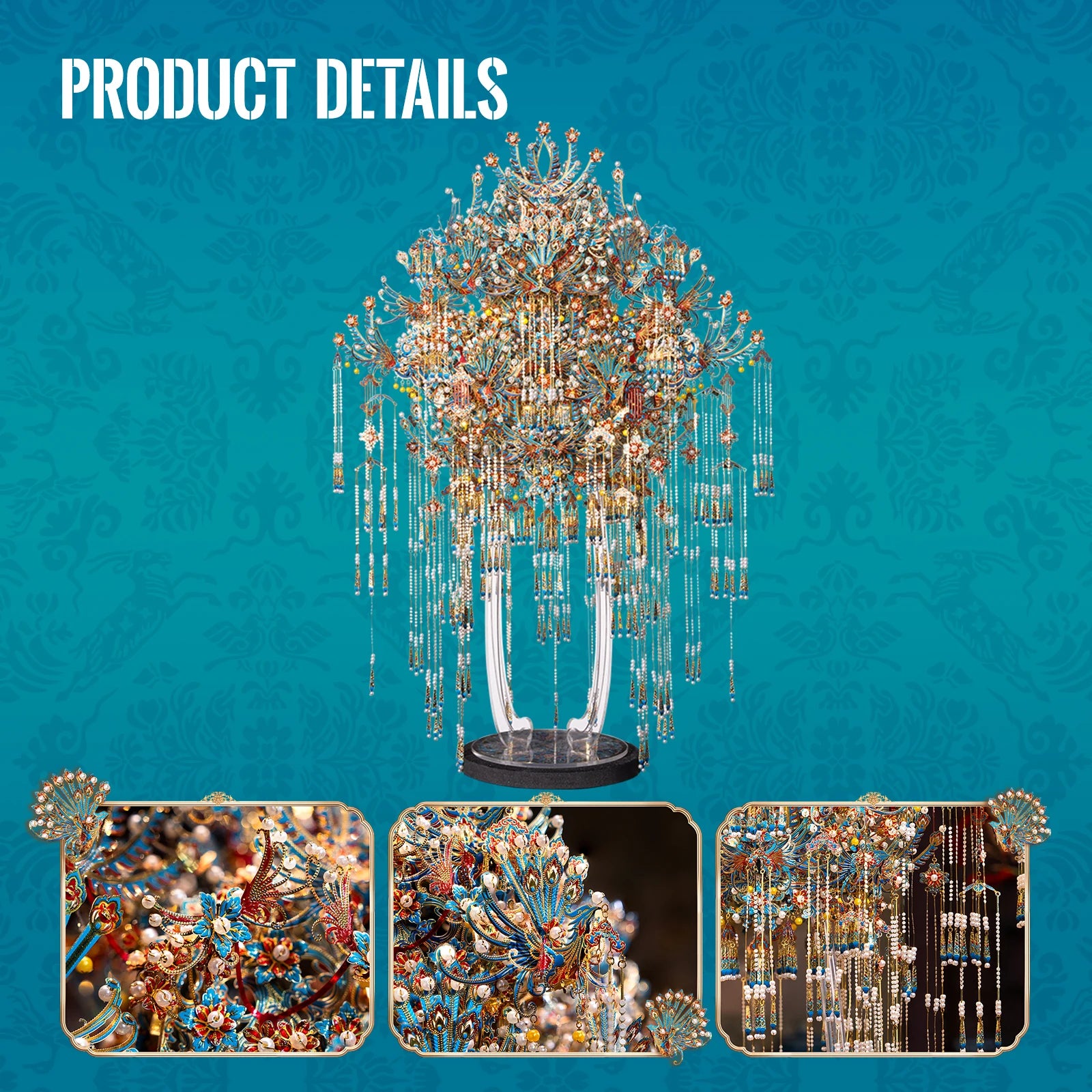 Piececool 3D Metal Model Kits Kingfisher Phoenix Coronet Metal Puzzle 3D Jigsaw DIY Crafts for Home Decoration