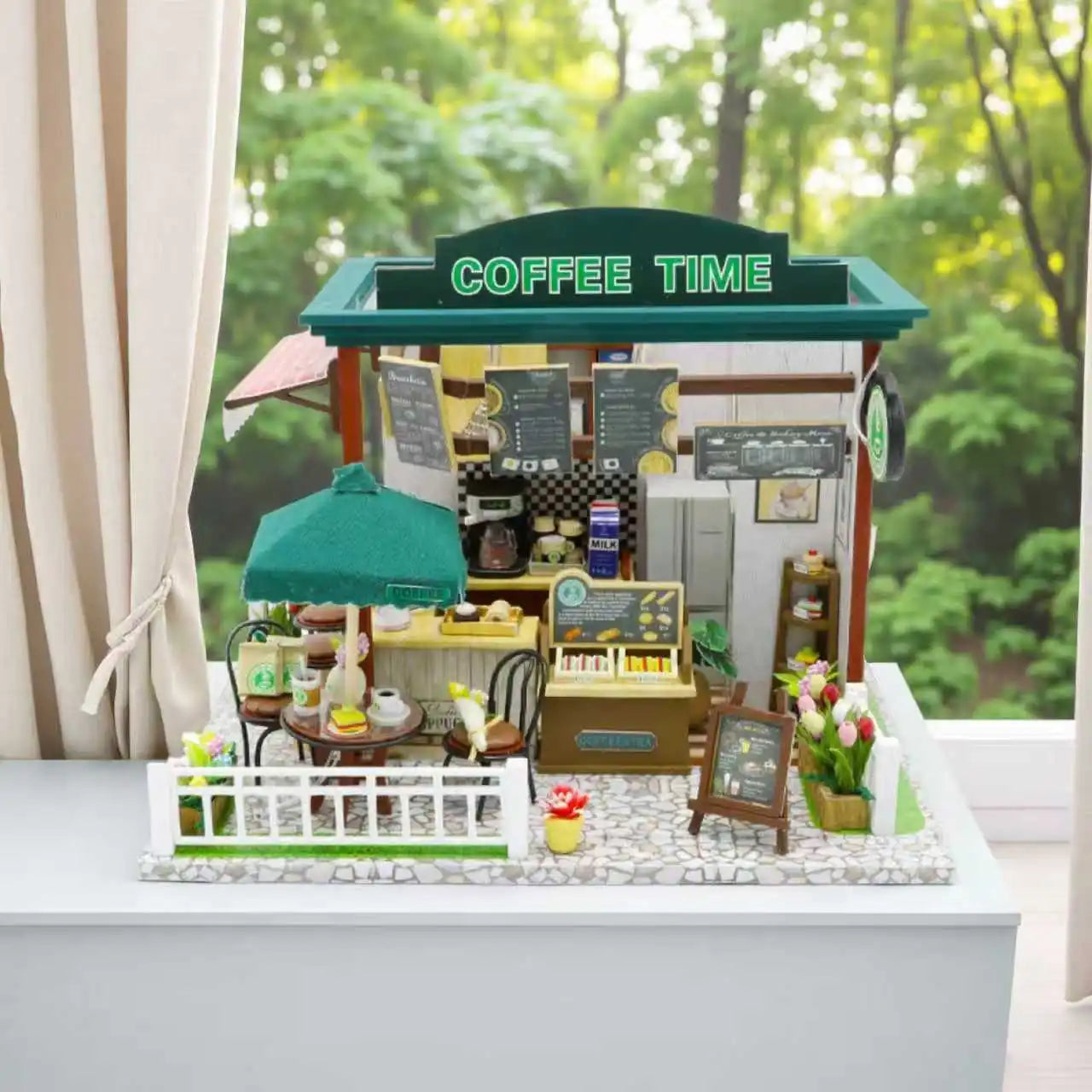 COFFEE TIME  DIY Miniature House Creative Birthday Gift Assembly Model Ornament Black Friday