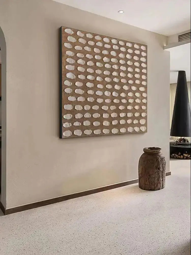 Office Living Hotel Room Home Wall Art Decor Beige Texture Wabi Sabi Large Pure Beige Minimalist Painting on Canvas