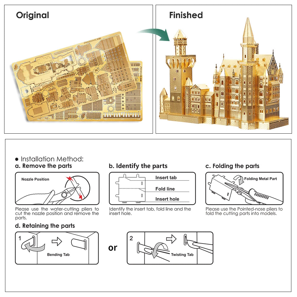 Piececool 3D Metal Puzzle Castle Model Building Kits DIY Toys Jigsaw for Teen Adult Birthday Gifts
