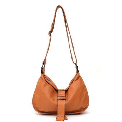 Women Design Style Genuine Leather Shoulder Bag Multi Pockets Casual Daily Slouchy Preppy Chic Handbag Messenger Satchel Purse
