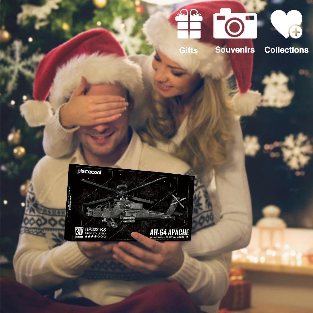 Piececool Model Building Kits Helicopter Aircraft Models 3D Puzzle DIY Fighter Toys for Teen Best Gifts for Christmas Birthday