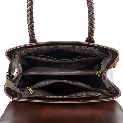 Retro High Quality Oil Leather Women Top-handle Shoulder Bags Vintage Casual Totes Latest Trendy Lock Designer Handbag Small