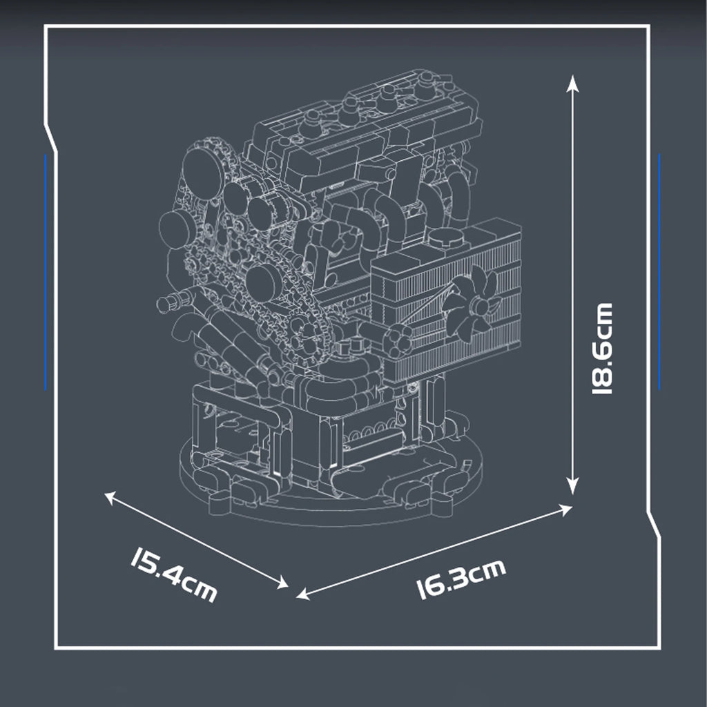 Mould King 811pcs 10235 Retro Inline 4-cylinder Engine Model Small Building Blocks Model PF Motor Display Holiday Gift For Kids
