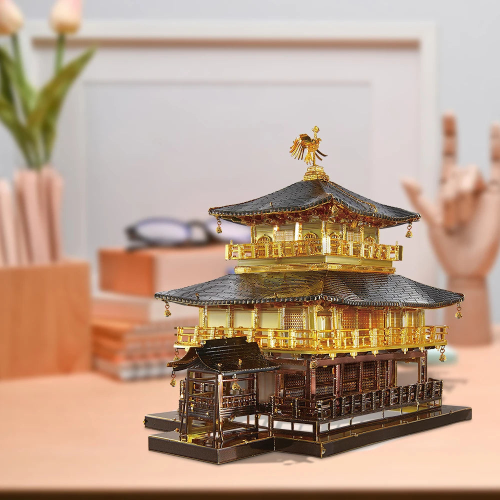 Piececool 3D Metal Puzzles Golden Pavilion Assembly Model Kits Famous Janpan Architecture Jigsaw Toy DIY Set Christmas Gifts