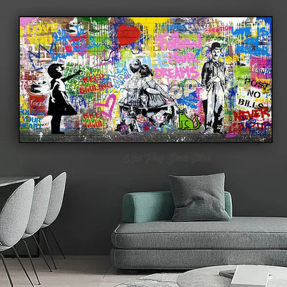 Banksy Street Art Graffiti Urban Wall Art Balloon Girl Canvas Painting Large Size Posters and Prints for Living Room Home Decor
