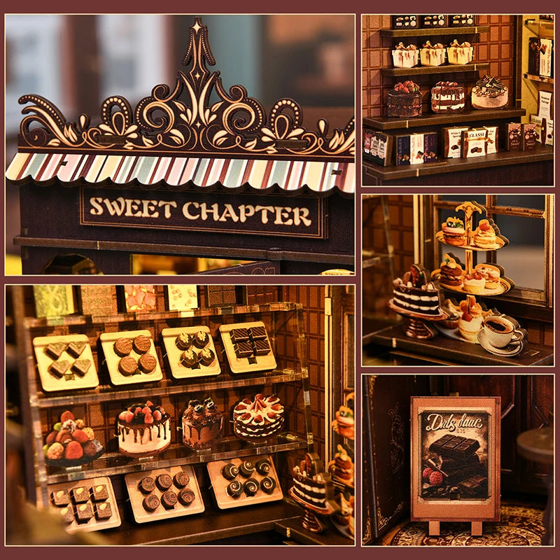 New Sweet Chapter Wooden DIY Book Nook Kit -  Miniature House Model, Handcrafted Assembly, Creative Christmas & Black Friday