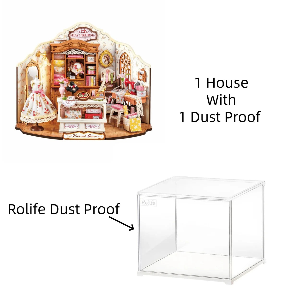 Robotime Elsa's Tailoring DIY Miniature House Miniature Craft Studio Victorian Style Decor For Miniature Collectors Kids Adults