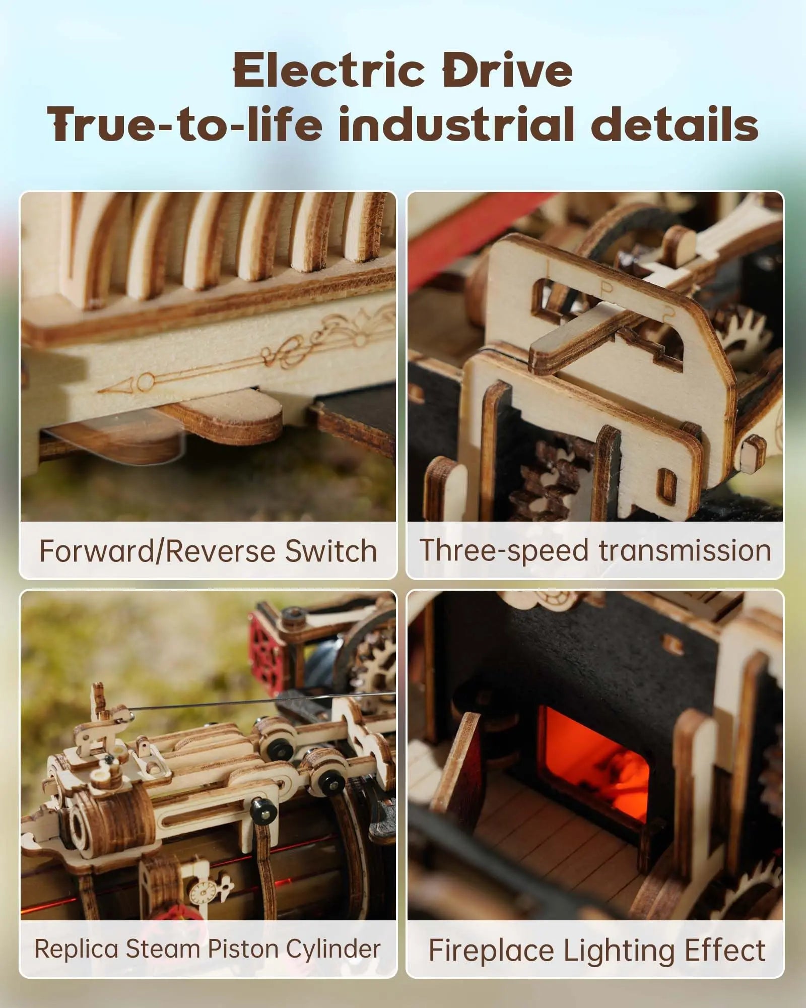 Robotime Rokr Tractor Locomotive Model 3D Wooden Puzzle for Adults Steam Engine Tractor Birthday Gifts for Boys Hobbies Toys