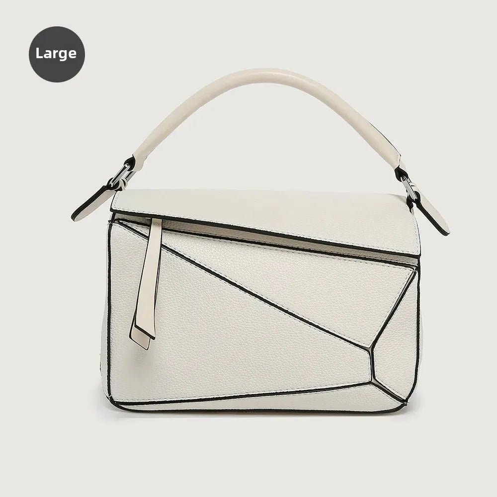 New Simple PU Geometric Handbag Women's Crossbody Bag Large Capacity Lightweight Doctor Bag Versatile Business Casual Style