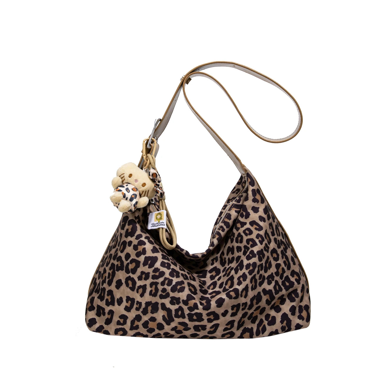 15L Fashion leopard Inclined shoulder bag higher quality PU soft crossbody tote bag for Shopping and Daily Use