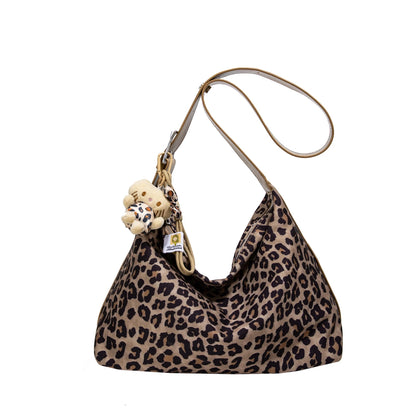 15L Fashion leopard Inclined shoulder bag higher quality PU soft crossbody tote bag for Shopping and Daily Use