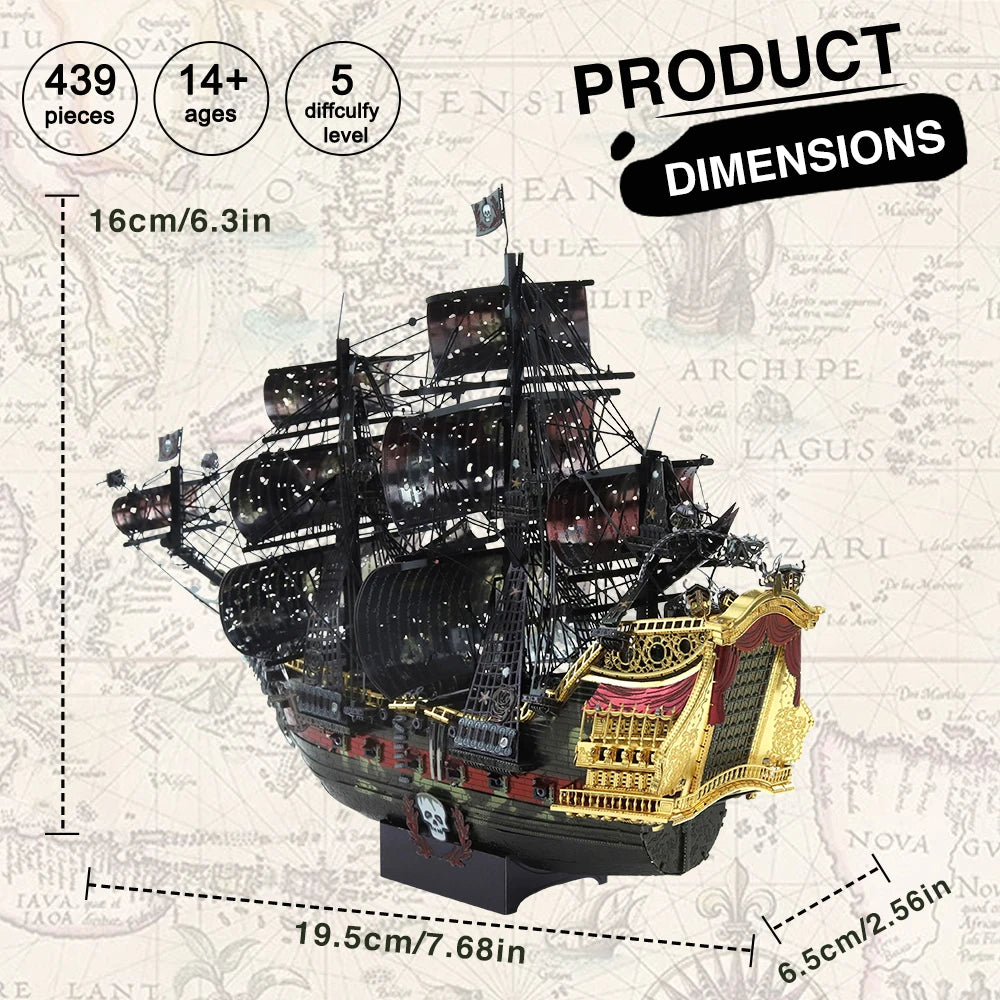 Piececool Model Building Kits The Queen Anne's Revenge 3D Metal Puzzle Birthday Gifts for Adult DIY Toys Jigsaw for Collection