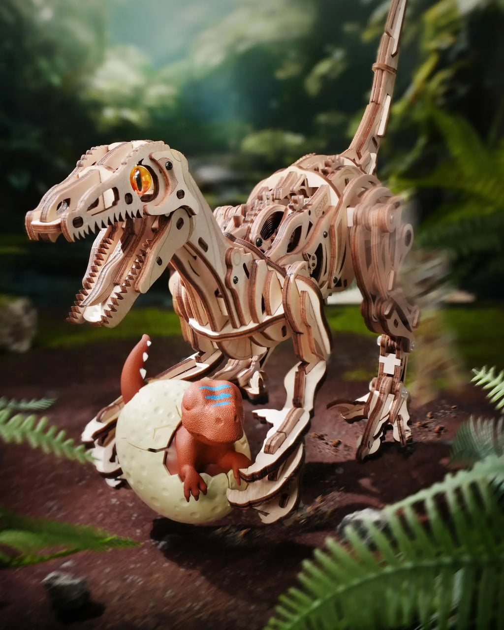 Robotime Rokr Velociraptor Mechanical 3D Wooden Puzzle Dynamic gears Creative Relaxing Gift for Craft lover Kids Adults