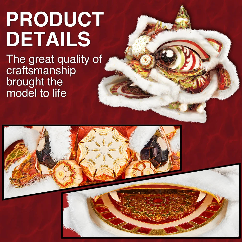 Piececool 3D Model Kits Chinese Traditional Dancing Lions Metal Puzzles DIY Toys Jigsaw for Adult Brain Teaser Creative Gifts