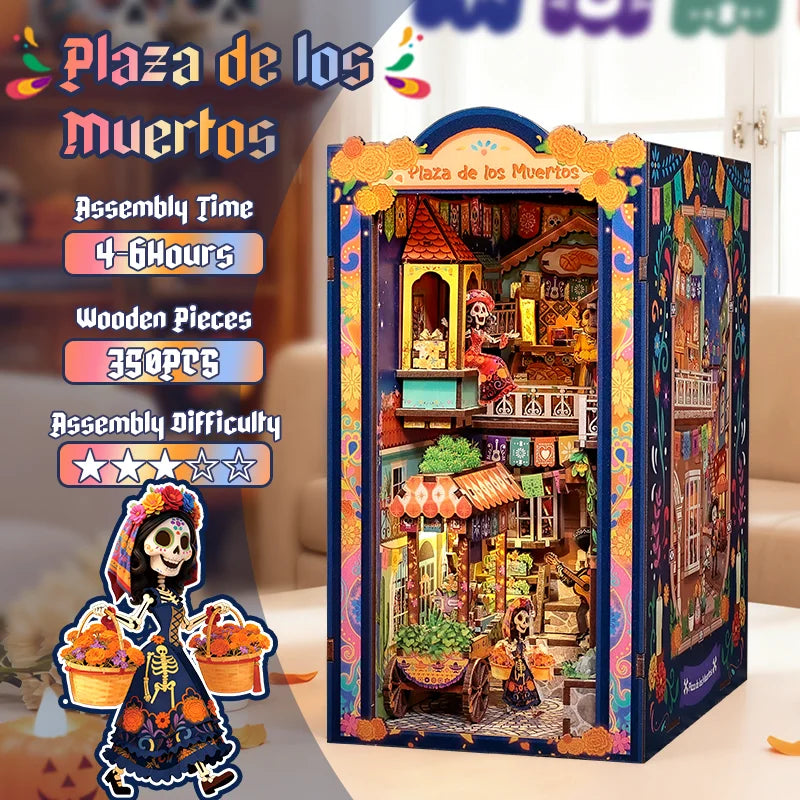 CUTEBEE 3D Wooden Dollhouse Booknook DIY Miniature House Puzzle for Adults Creative Bookshelf Insert Room Decor Gift for Teens