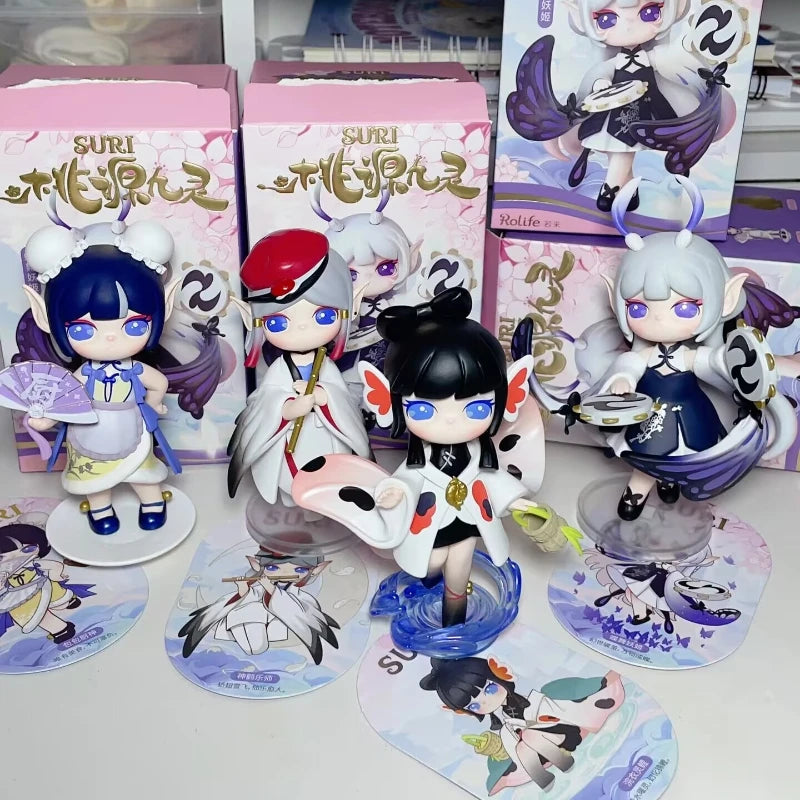 New Suri Peach Blossom Nine Elves Series Blind Box Action Figure Toys Elfin Children Robotime Cartoon Decor Toys Birthday Gift