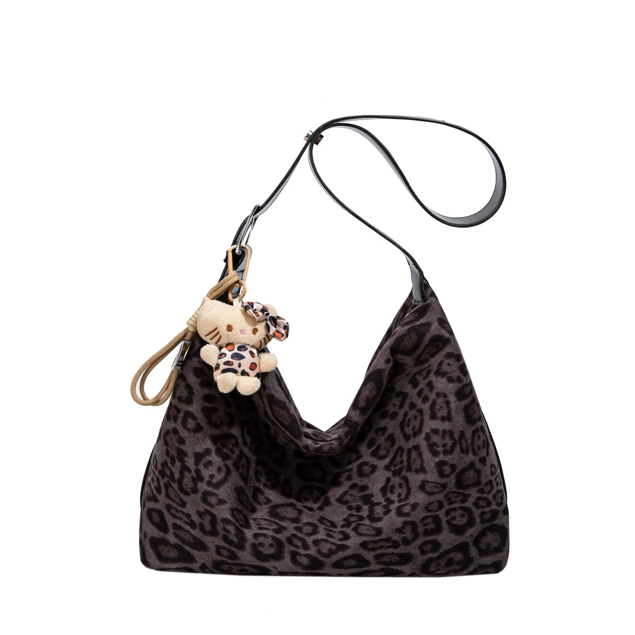 15L Fashion leopard Inclined shoulder bag higher quality PU soft crossbody tote bag for Shopping and Daily Use