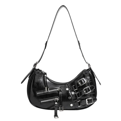 Korean Style High-end Feely2k Spicy Girl Underarm Bag 2024 New Street Trendy Cool Motorcycle Bag Fashionable Versatile Shoulder