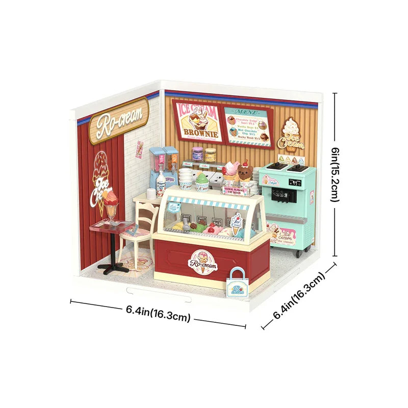 Robotime DIY Miniature House Kit Dollhouse Model Building Craft Kit Birthday Creative Gifts for Adults Kids  Flavorful Ice Cream
