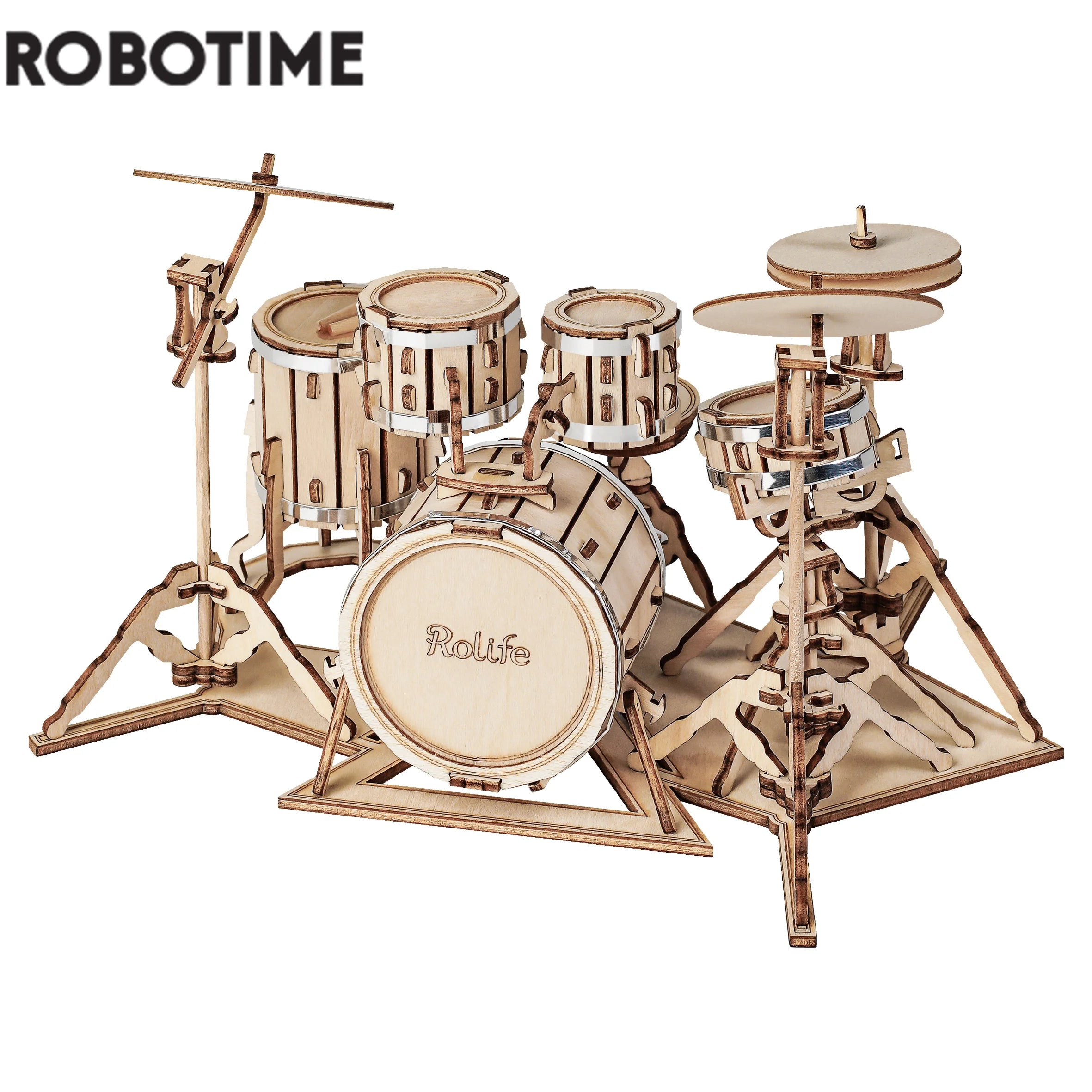 Robotime 3D Musical Instrument Wooden Puzzle Game Assembly Saxophone Drum 4 Kinds DIY Kit Accordion Cello Toy Gift for Children