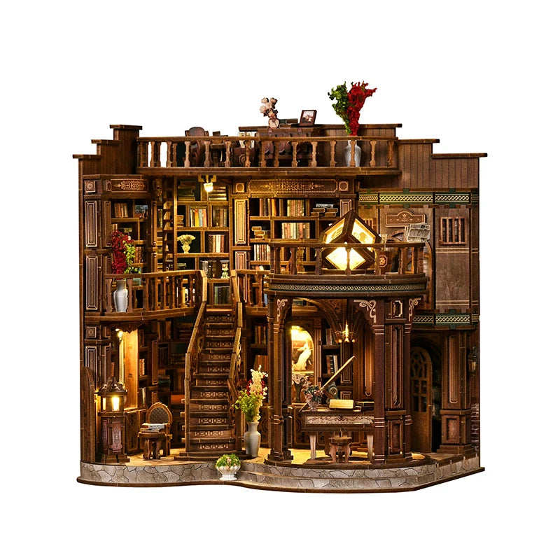 DIY Dream Study Book Nook - Wooden 3D Puzzle Bookend Kit, Creative Handmade Bookshelf Insert Model House Gift