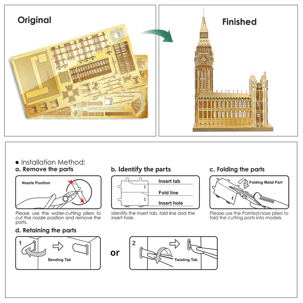 Piececool 3D Metal Puzzle Model Kits Big Ben Building Kits DIY Toy for Teens Best Birthday Gifts
