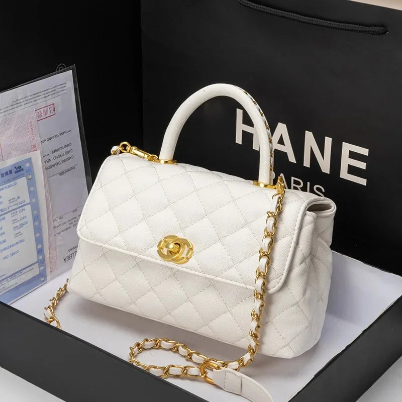 Spring Summer 2025 New Style Women's Handbag Classic Chain Diamond Grid Single Shoulder Crossbody Bag Soft Fabric Handbag