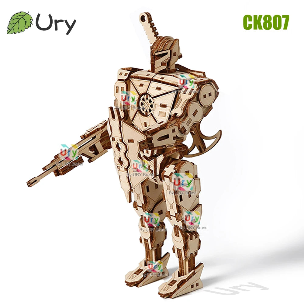 Ury 3D Wooden Puzzle Robot Armored Mech Mechanical Combat Warrior Fighter Assembly Model DIY Toys Decoration Gift for Boys Kids
