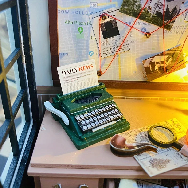 Magic Detective Agency DIY Miniature House 3D Wooden Model Kit, Creative Birthday & Christmas Gift Black Friday