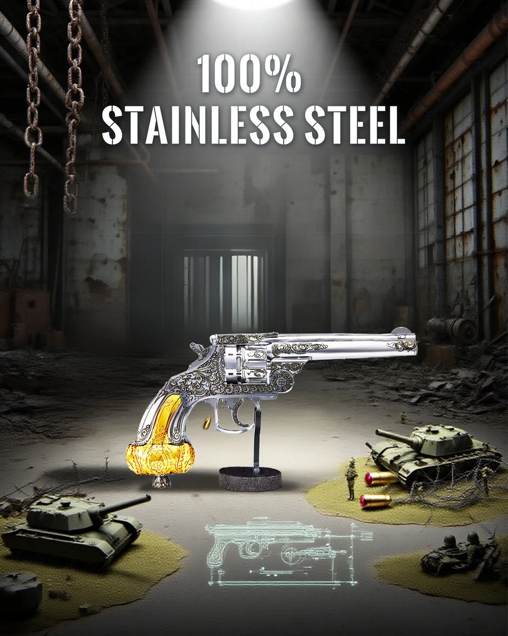 Piececool 3D Metal Puzzles Revolver Assembly Model Kits Jigsaw DIY Crafts for Brain Teaser Hobbies for Family Time