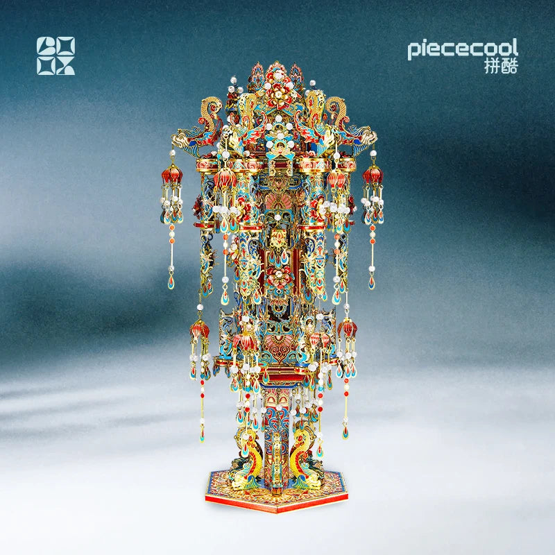 Piececool 3D Metal Puzzles Kingfisher Palace Lantern Assembly Model Kits Jigsaw DIY Craft for Family Time Birthday Gifts