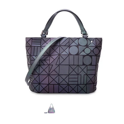 Luminous  big bag Holographic reflective geometric bags for women 2024 Quilted Shoulder Bags female Handbags bolsa feminina