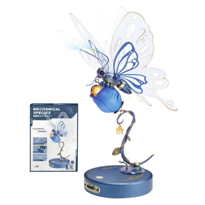 Robotime Rokr 3D Metal Puzzle Butterfly with LED Light of Industrial-style Building Block gift for Kids-MI05