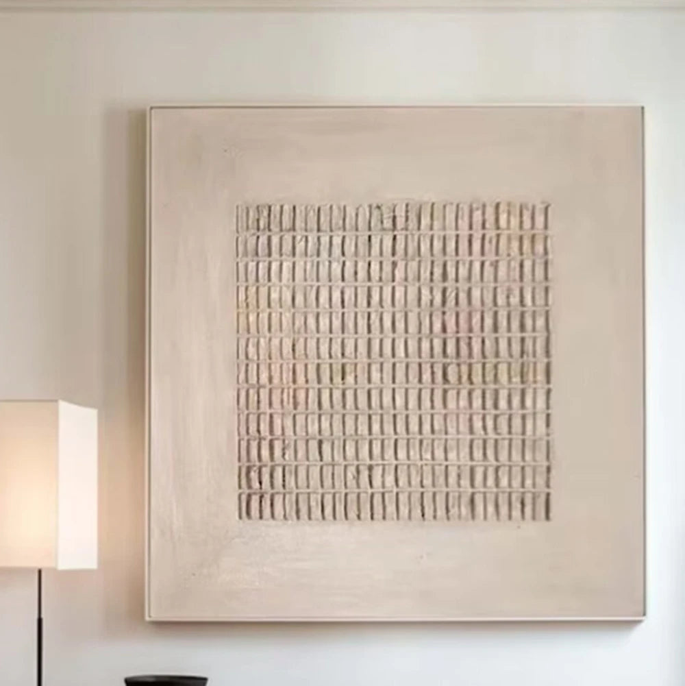 Office Living Hotel Room Home Wall Art Decor Beige Texture Wabi Sabi Large Pure Beige Minimalist Painting on Canvas