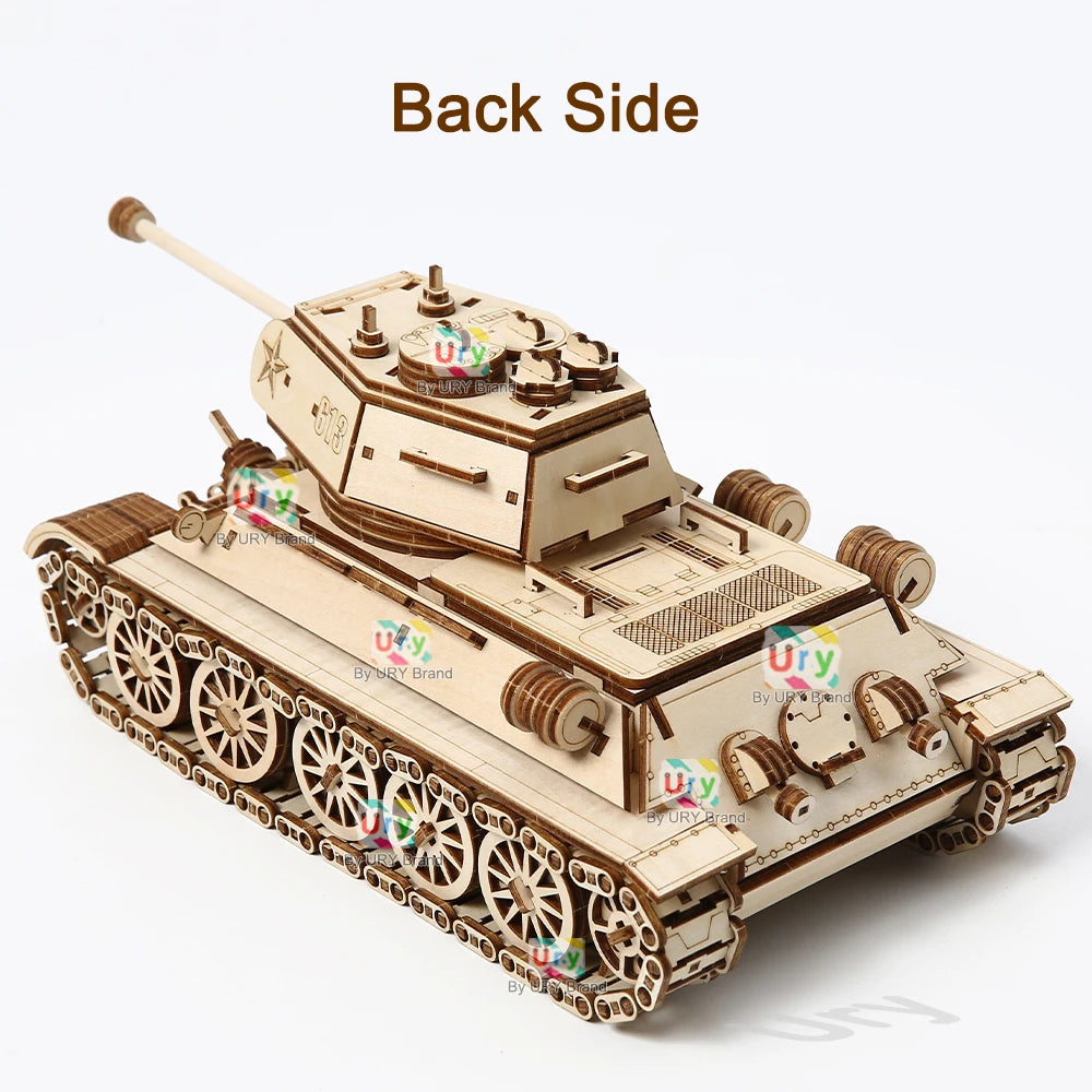 Ury 3D Wooden Puzzle WW2 Military Challenger Main Battle Tank MBT Assemble Model DIY Kits Toy Desk Decoration Gifts for Kids Boy