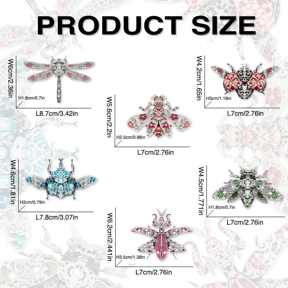 Piececool 3D Metal Puzzle Insect Brooch Accessories Model Kits for Teens DIY Jigsaw Toys Brain Teaser