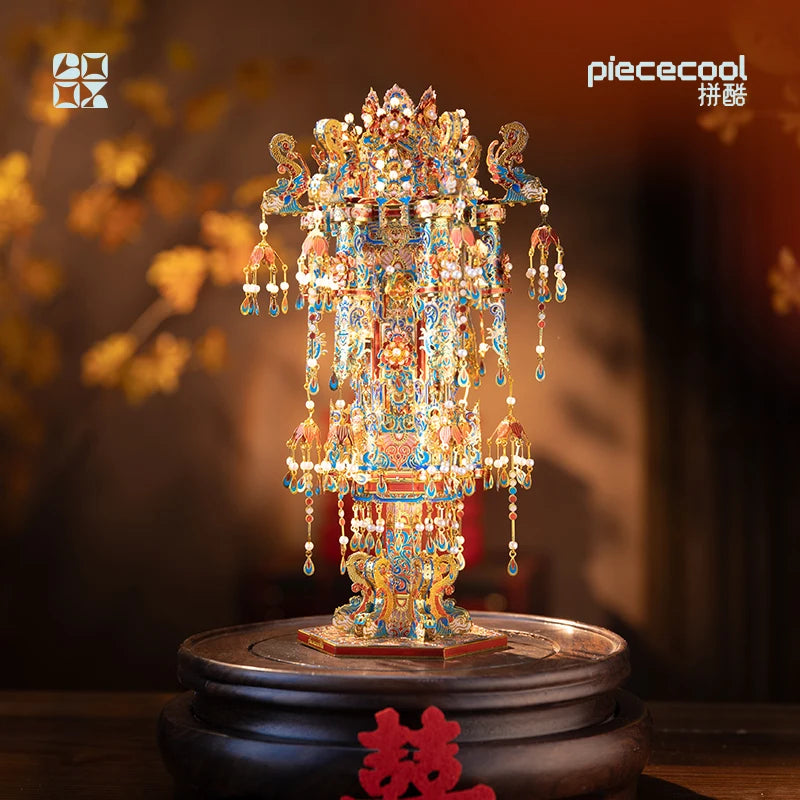 Piececool 3D Metal Puzzles Kingfisher Palace Lantern Assembly Model Kits Jigsaw DIY Craft for Family Time Birthday Gifts