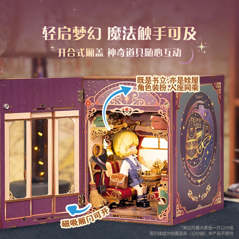 Tonecheer Journey To Europe Colorful Lights Building Block Dollhouse Diorama Model Kit DIY 3D Wooden Puzzle Decoration Toys Gift