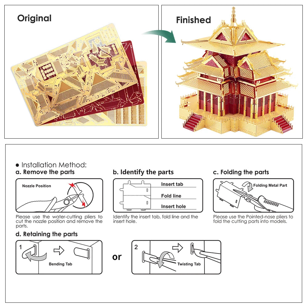 Piececool 3D Metal Puzzle The Watchtower of Forbidden City Building Model Kit DIY for Adult Jigsaw Toy Birthday Gifts