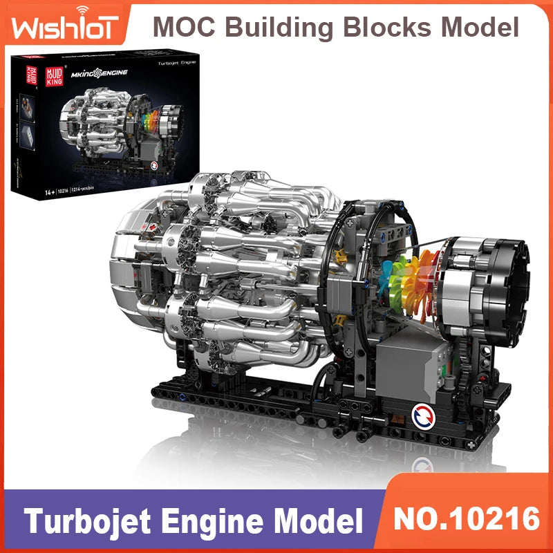 MOULD KING Engine Model Professional Building Blocks Sets V12 V8 W12 Turbojet Radial 739-1214PCS Technical Parts MOC DIY Toy