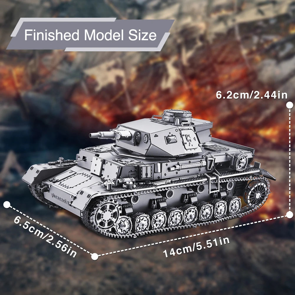 Piececool 3D Metal Model Kits 1:48 Panzer IV Tanks D Puzzle 3D DIY Set for Adult Brain Teaser Jigsaw for Collection