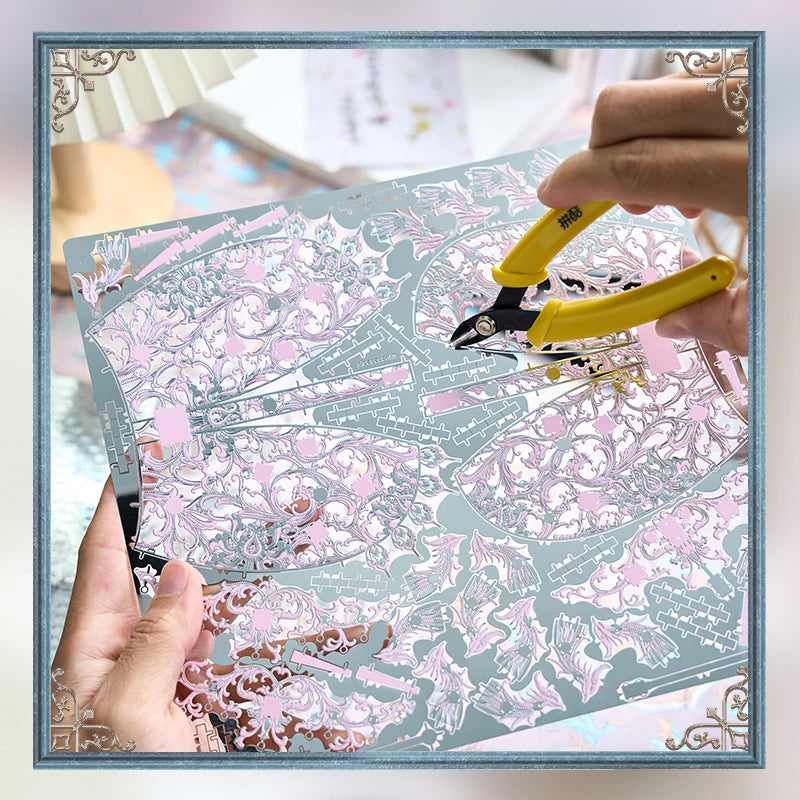 Piececool 3D Metal Model Kits Pearl-Pink Phoenix Coronet Puzzle Metal 3D Jigsaw DIY Kit for Adult Birthday Gifts