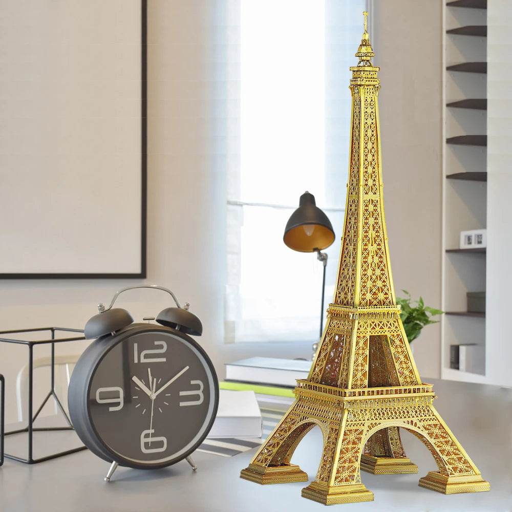 Piececool 3D Metal Puzzles Eiffel Tower 8.66inch Model Building Kits DIY Jigsaw Gifts for Teen(Height:22cm)