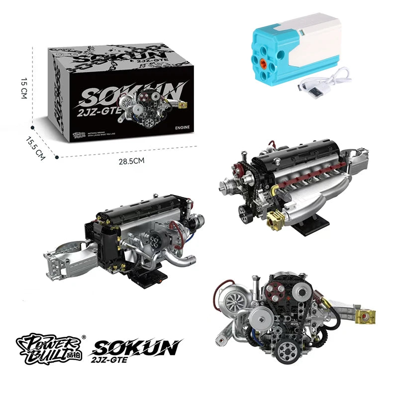 PB8814 Creative 2JZ-GTE Engine Building Block Model Toy JDM Japanese Retro Sports Car Engine Kit 974 Bricks Adult Holiday Gift