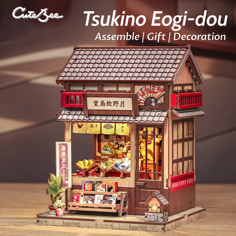 CUTEBEE Japanese Style Miniature Building Kits Dollhouse DIY Wooden Mini Doll House With Furniture for Party Birthday Gift