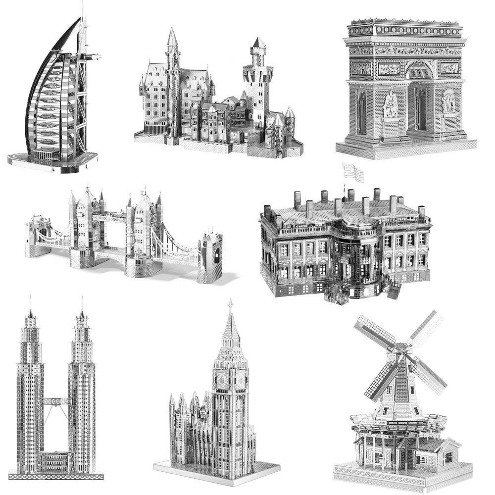 Piececool 3D Metal Puzzles Building Model Set Assembly DIY Kit for Brain Teaser Famous Architecture Jigsaw Christmas Gift