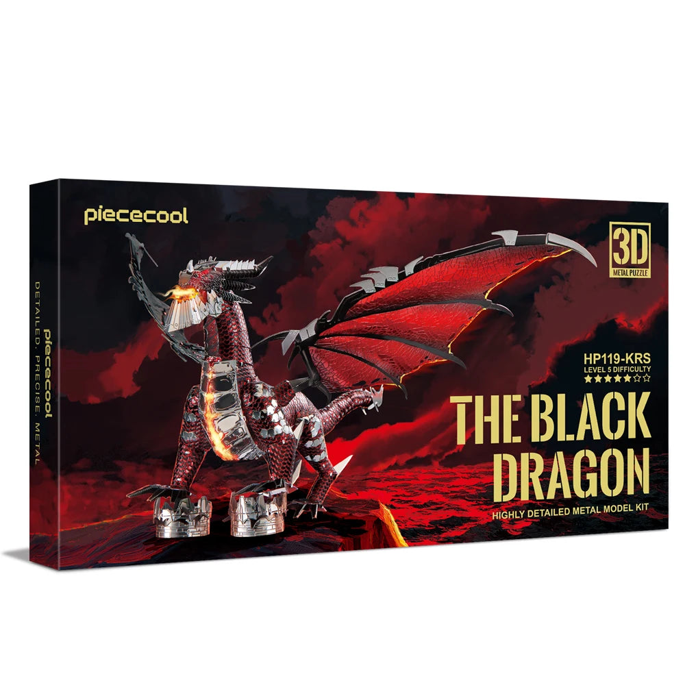 Piececool 3D Metal Puzzles Dragon Series DIY Model Building Kits Brain Teaser Jigsaw Set Great Birthday Christmas Gifts 5 colors