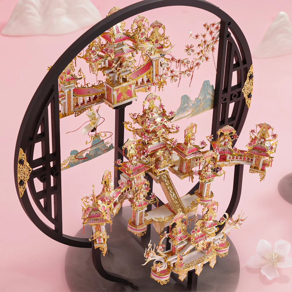 Piececool 3D Metal Puzzles Peachblossom Eifand Model Building Kits Jigsaw DIY Set for Teens Brain Teaser Toys